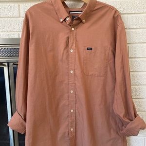 RVCA Button Up Long Sleeve Slim Fit Shirt SZ XL
